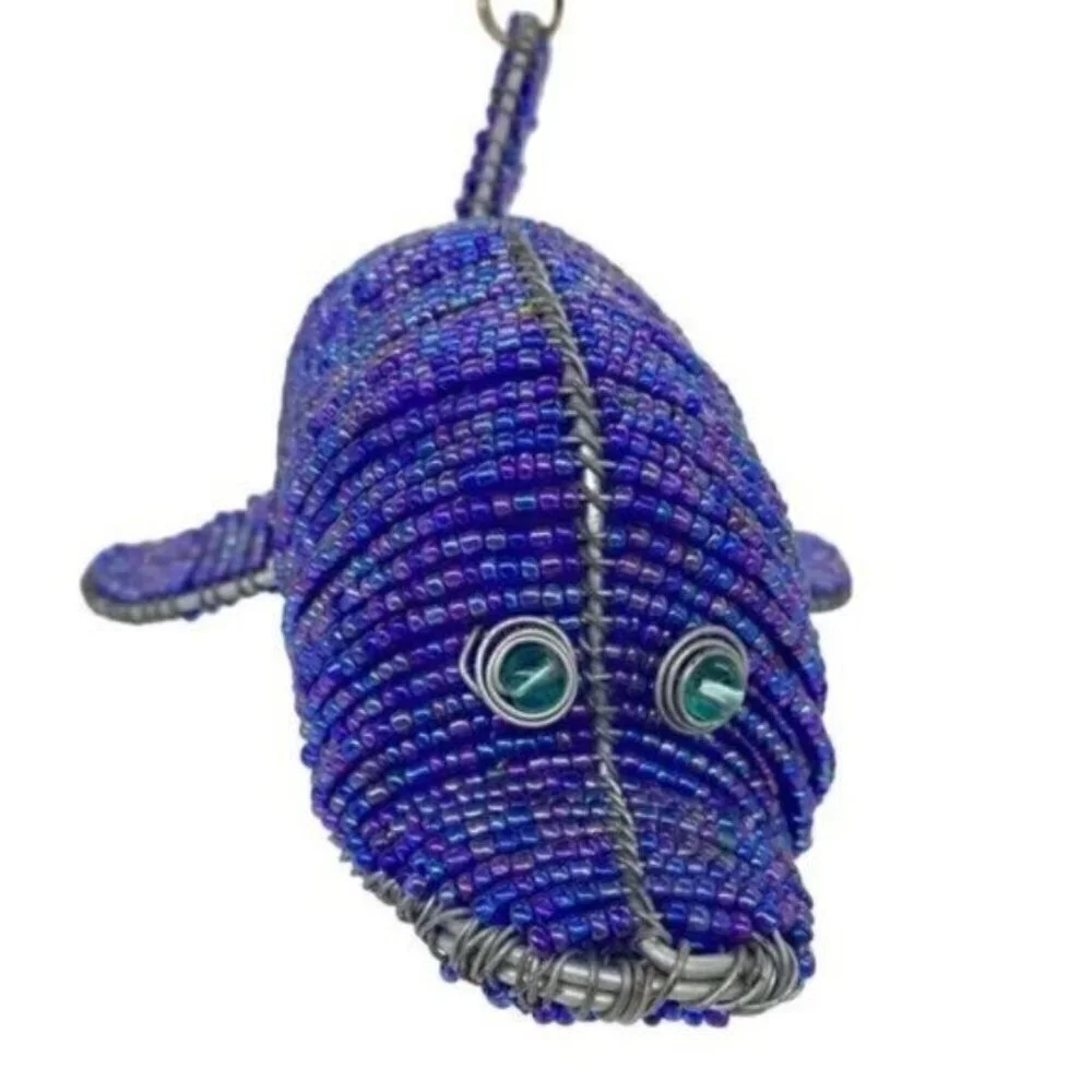 Beadworx Glass Beaded Dolphin Wire Sculpture